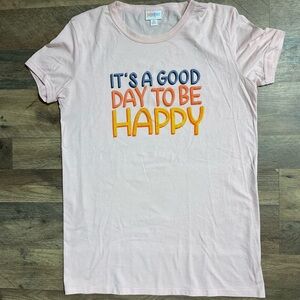 Pink Graphic Tee - It's a Good Day to Be Happy - LuLaRoe Size Medium